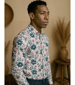 Online Wit overhemd met bloemenprint voor heren Heren Hemden
