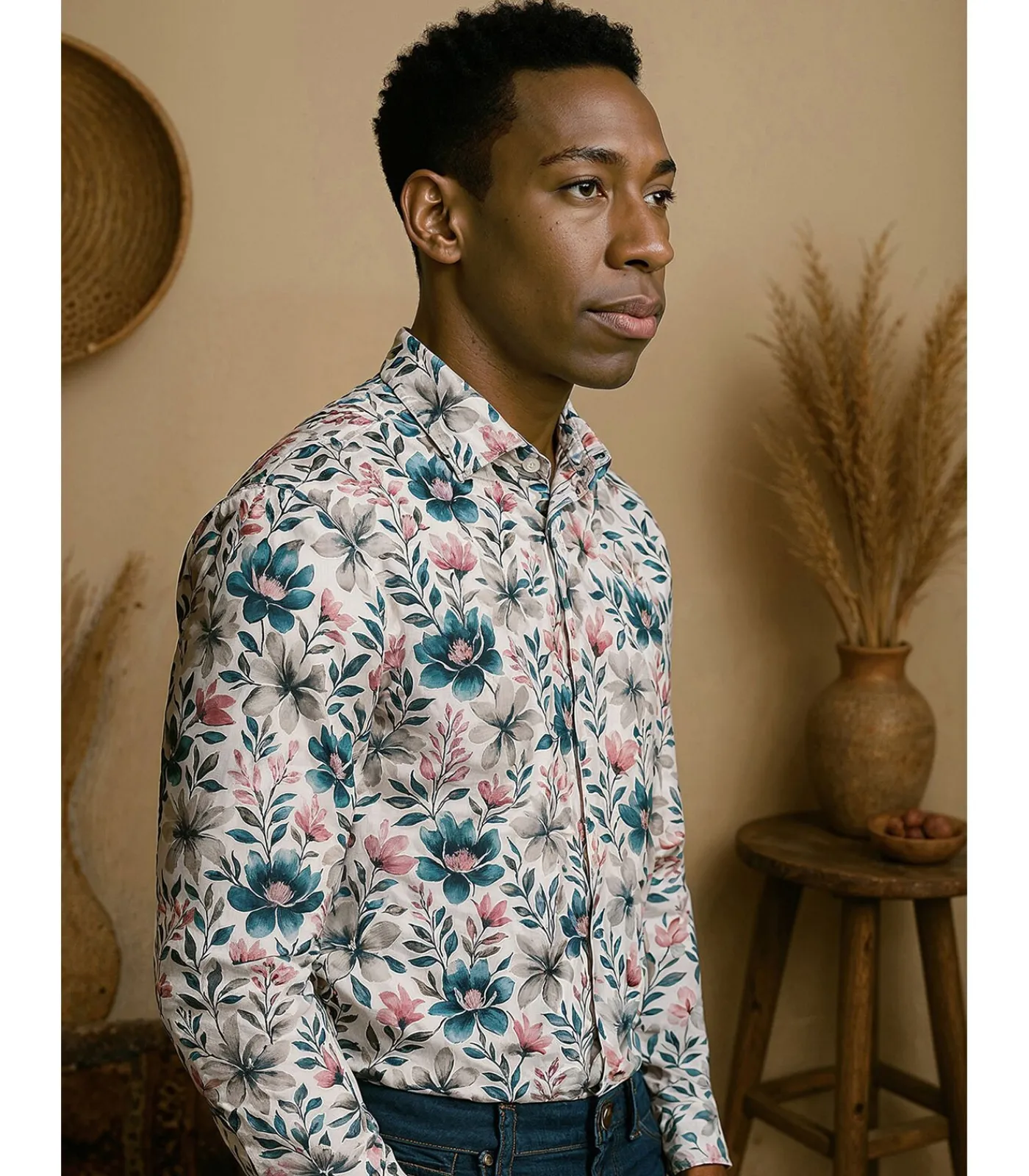 Online Wit overhemd met bloemenprint voor heren Heren Hemden