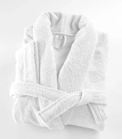 Heren Linandelle Witte katoenen badstof badjas met sjaalkraag xl