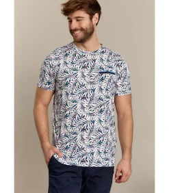 Heren J&JOY Witte T-shirt met bloemenprint