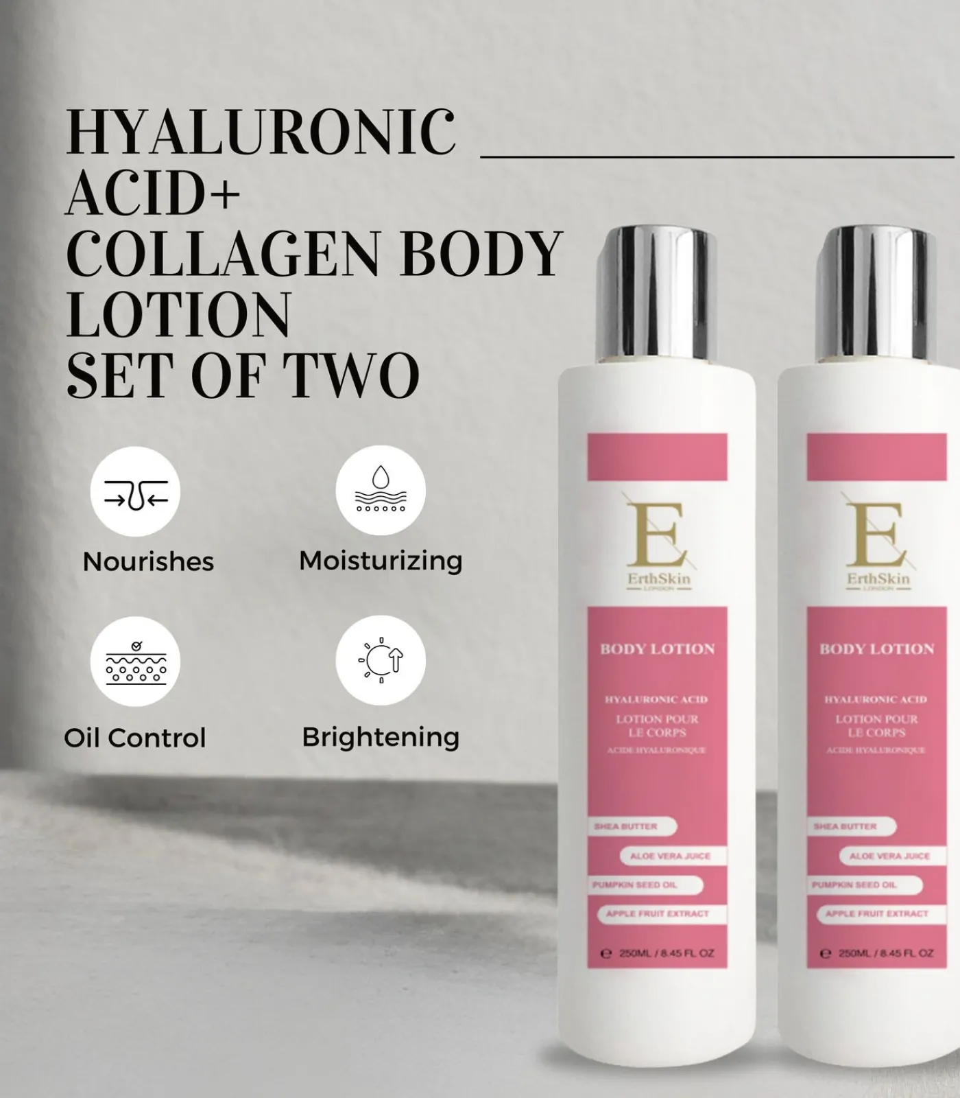 Erth Skin London 2x Hyaluronzuur + collageen bodylotion 2