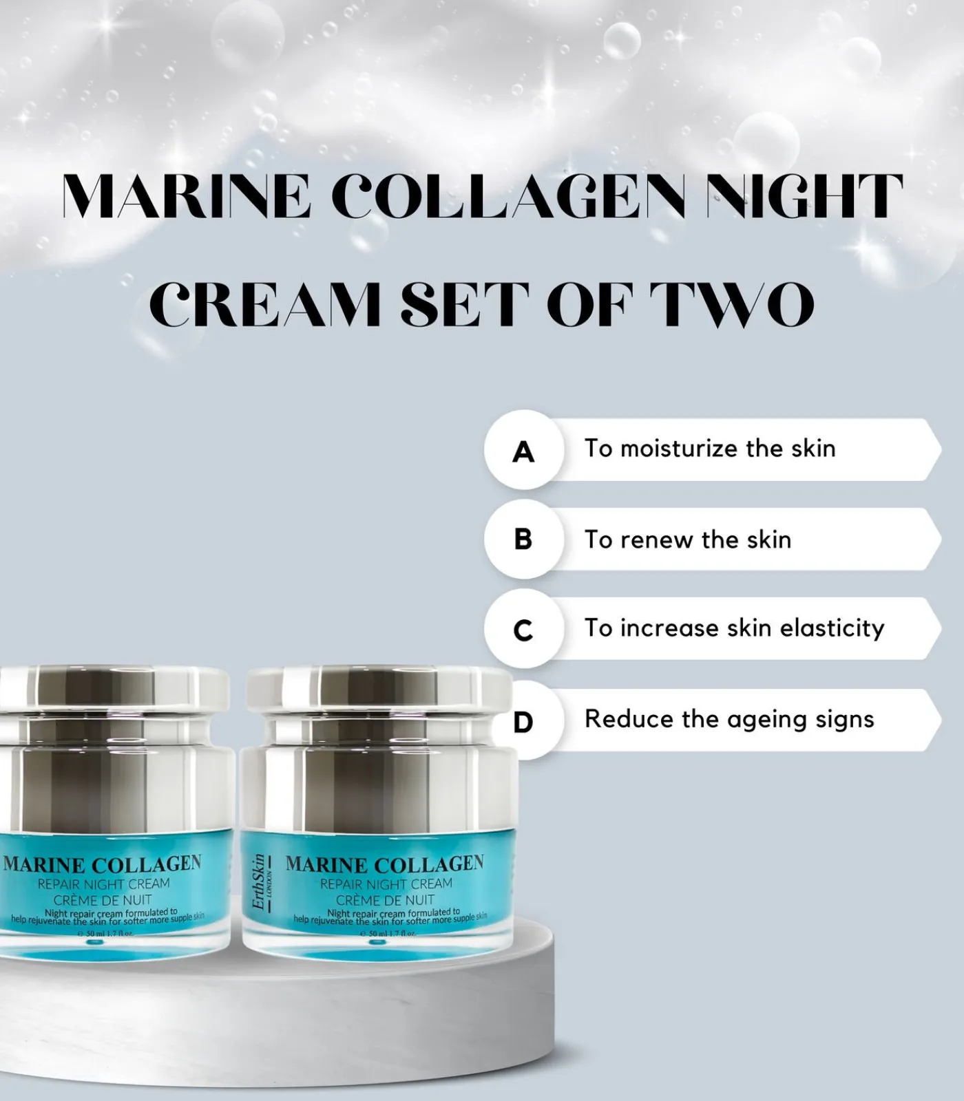 Erth Skin London 2x Marine Collageen Nachtcrème