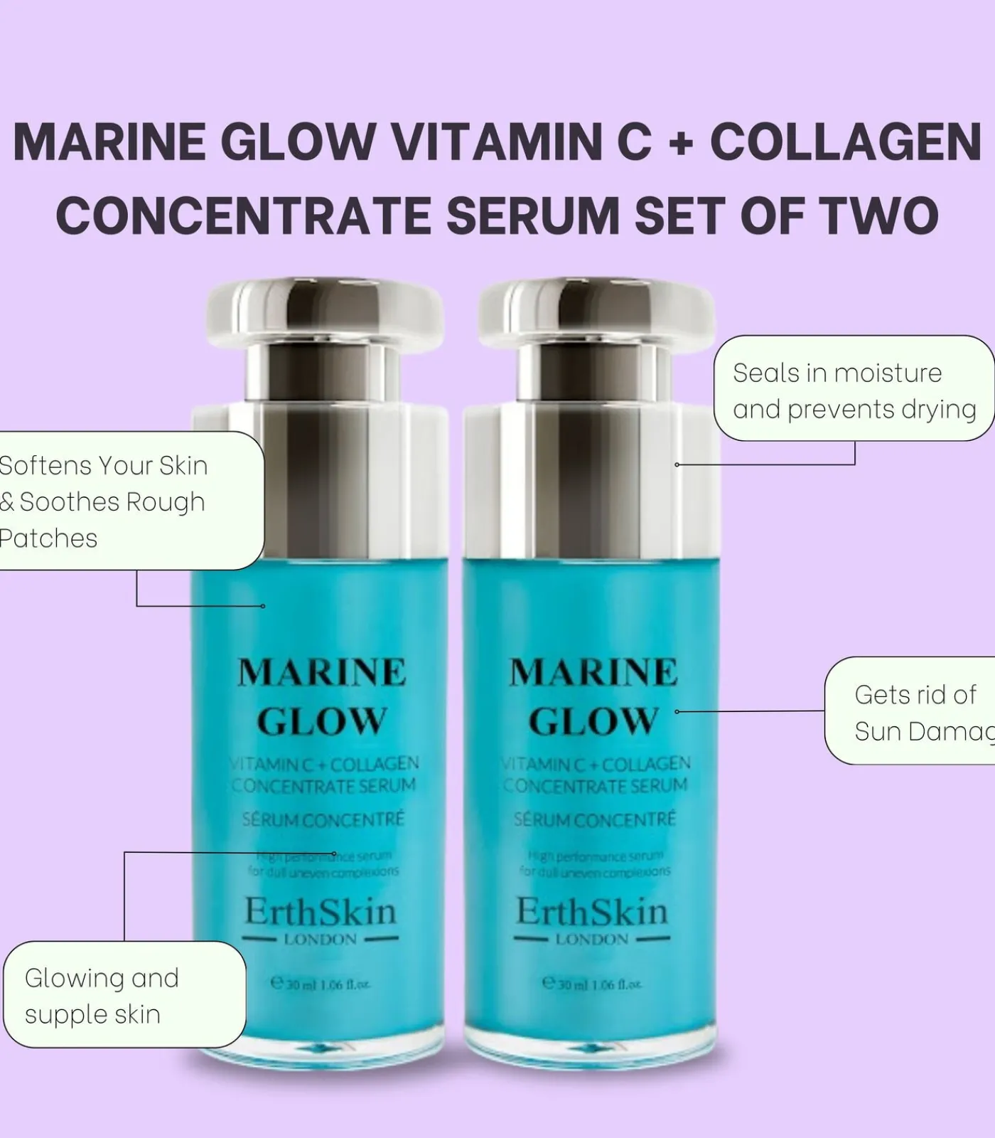 New 2x Marine Glow Vitamine C + Collageenconcentraat Serum Gezicht Sets