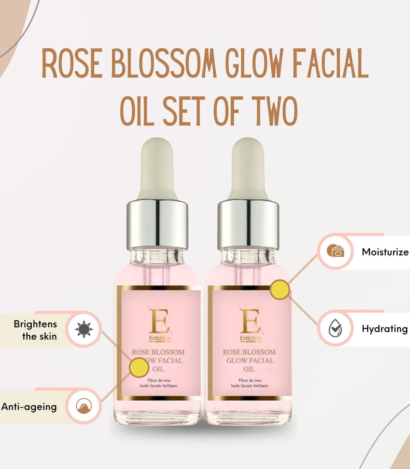 Erth Skin London 2x Rozenbloesem Glow Gezichtsolie