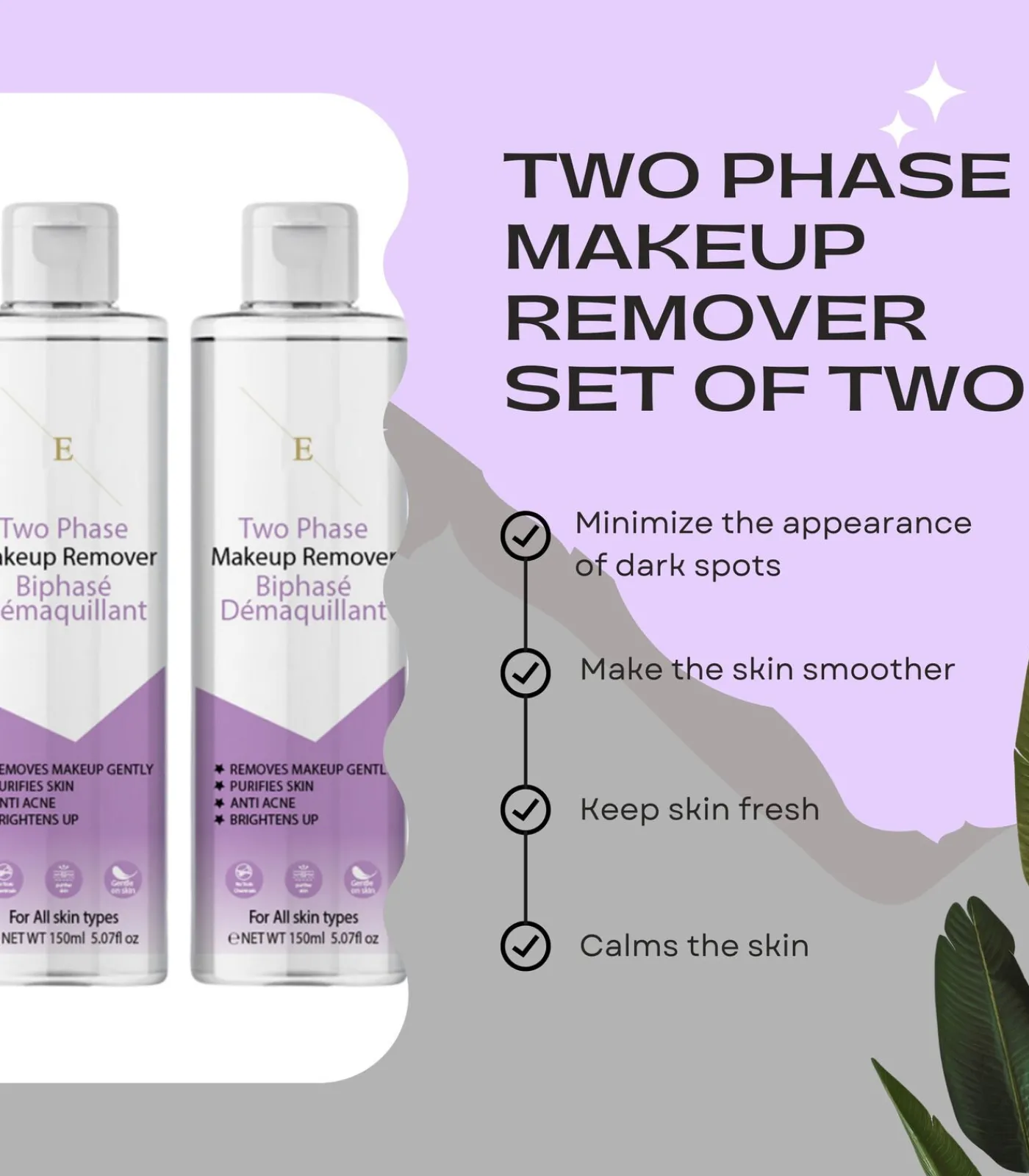 Erth Skin London 2xTweefasige make-up verwijderaar