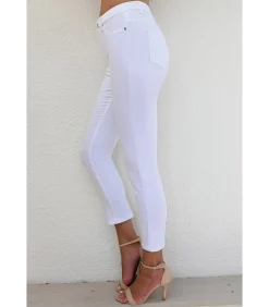 DAMES BLEU D'AZUR YONA - WITTE JEANS MET IKAT-STRASS-STEENTJES