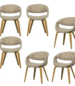 Sale Yossi Eetkamerstoelen Met Houten Naturel Poot - Zand - Set van 6 Stoelen