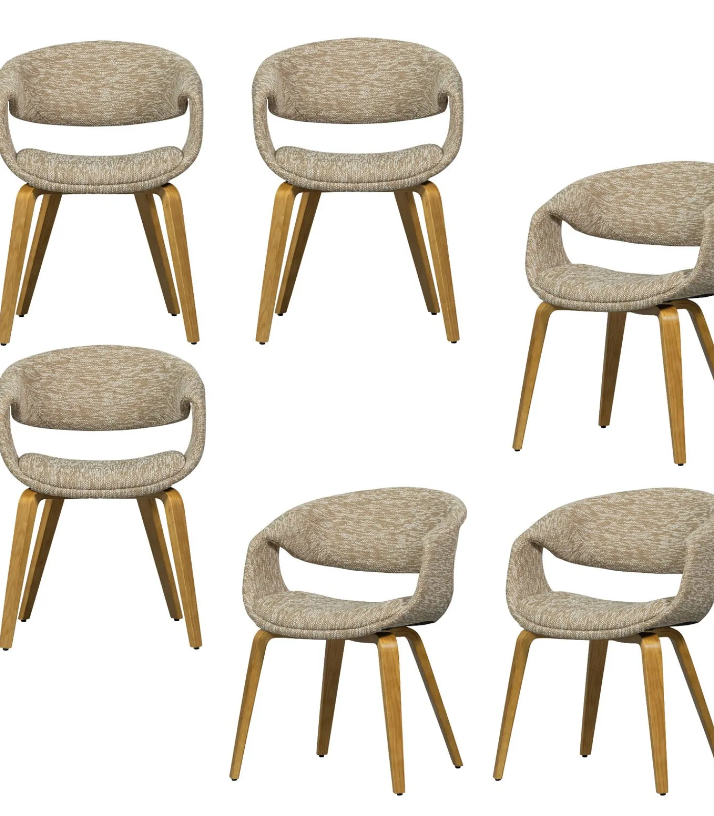 Sale Yossi Eetkamerstoelen Met Houten Naturel Poot - Zand - Set van 6 Stoelen