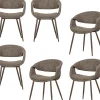 Discount Yossi Eetkamerstoelen Metalen Koper Poot - Bruin - Set van 6 Stoelen