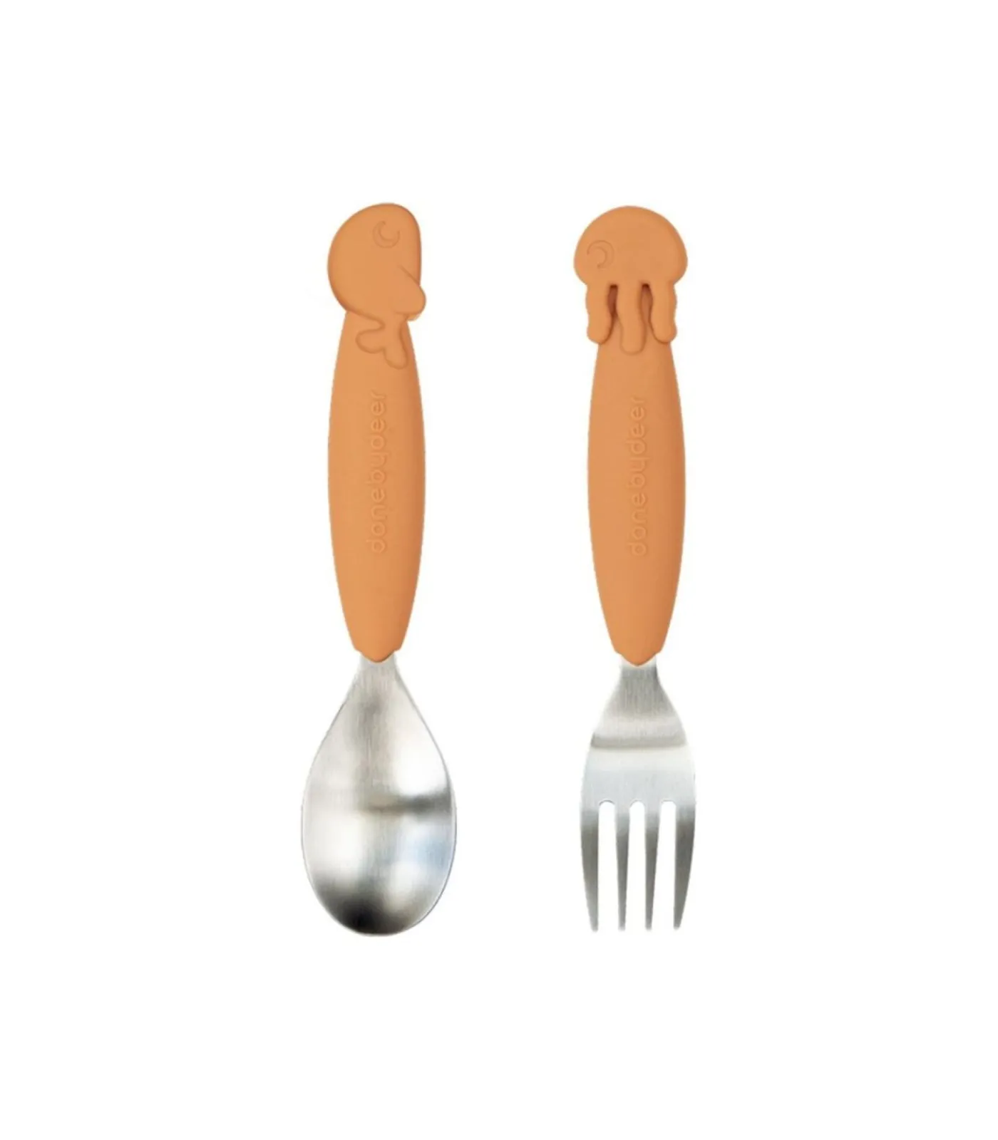 Best YummyPlus Lepeltje en Vorkje set Sea friends Mustard Kinderen Babyuitzet