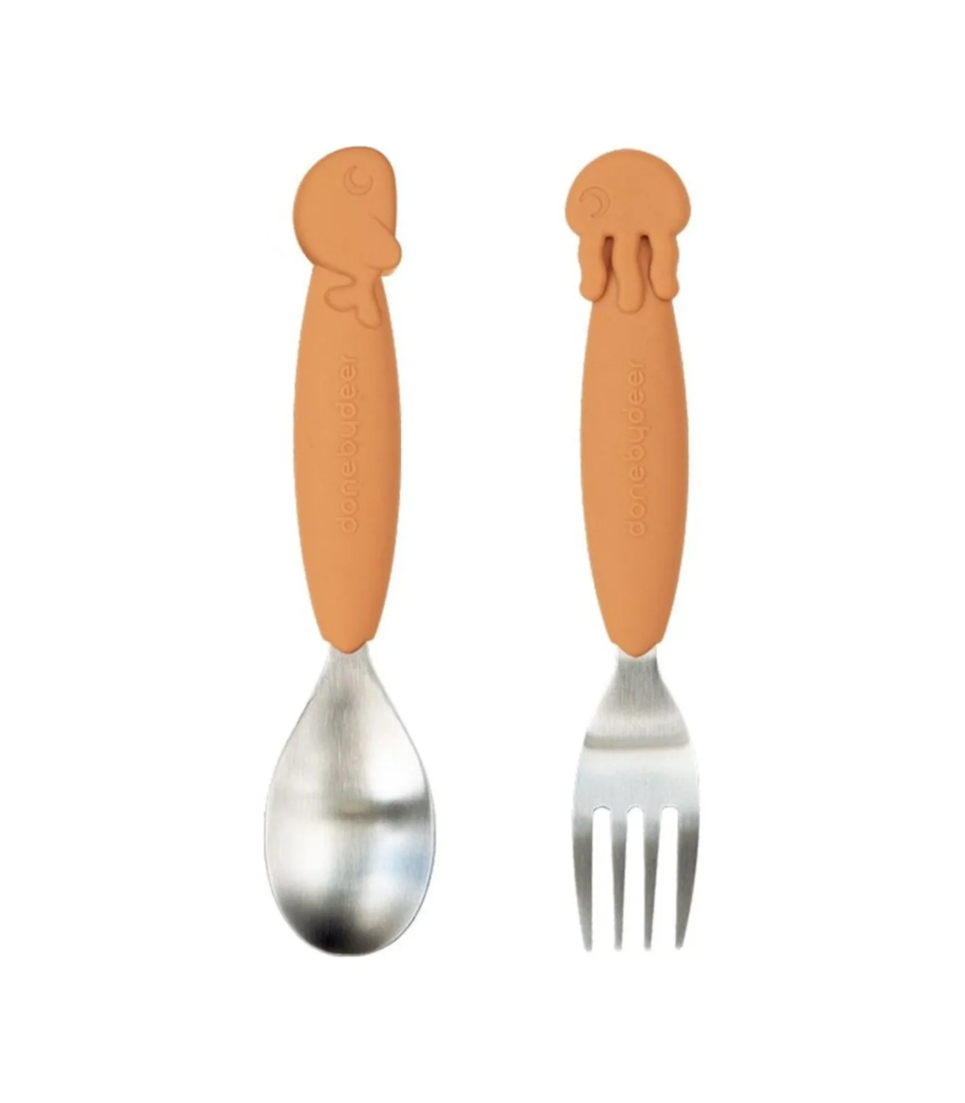 Best YummyPlus Lepeltje en Vorkje set Sea friends Mustard Kinderen Babyuitzet