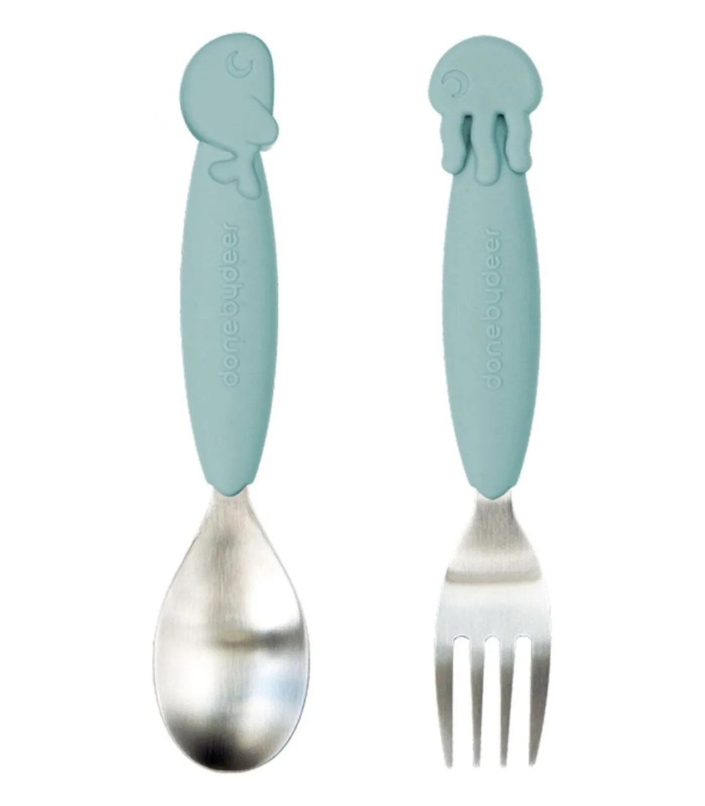 Kinderen Done by Deer YummyPlus Vorkje ent Lepeltje set Sea friends Blue