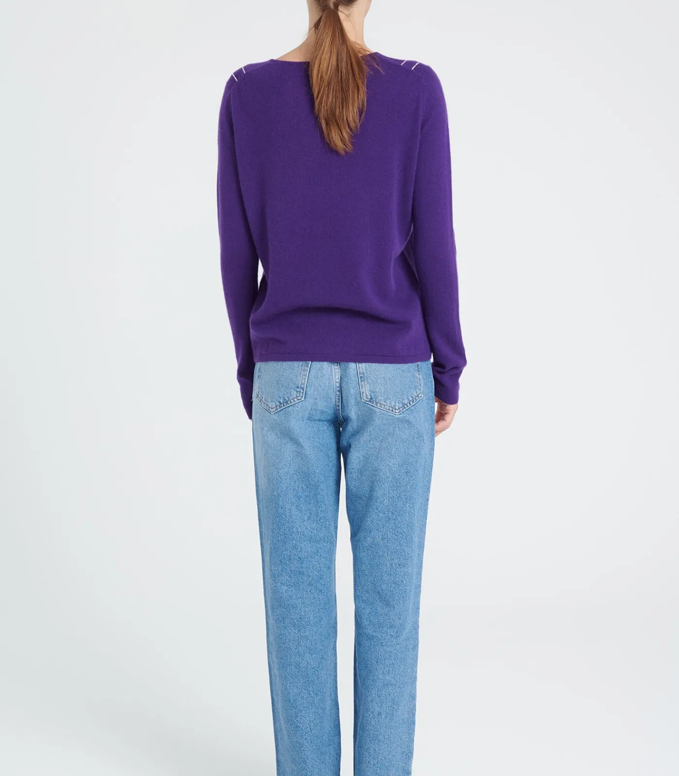 Clearance ZAYA 11 Intarsia Peter Pan Collar Trui - 100% kasjmier DAMES T-Shirts & Tops