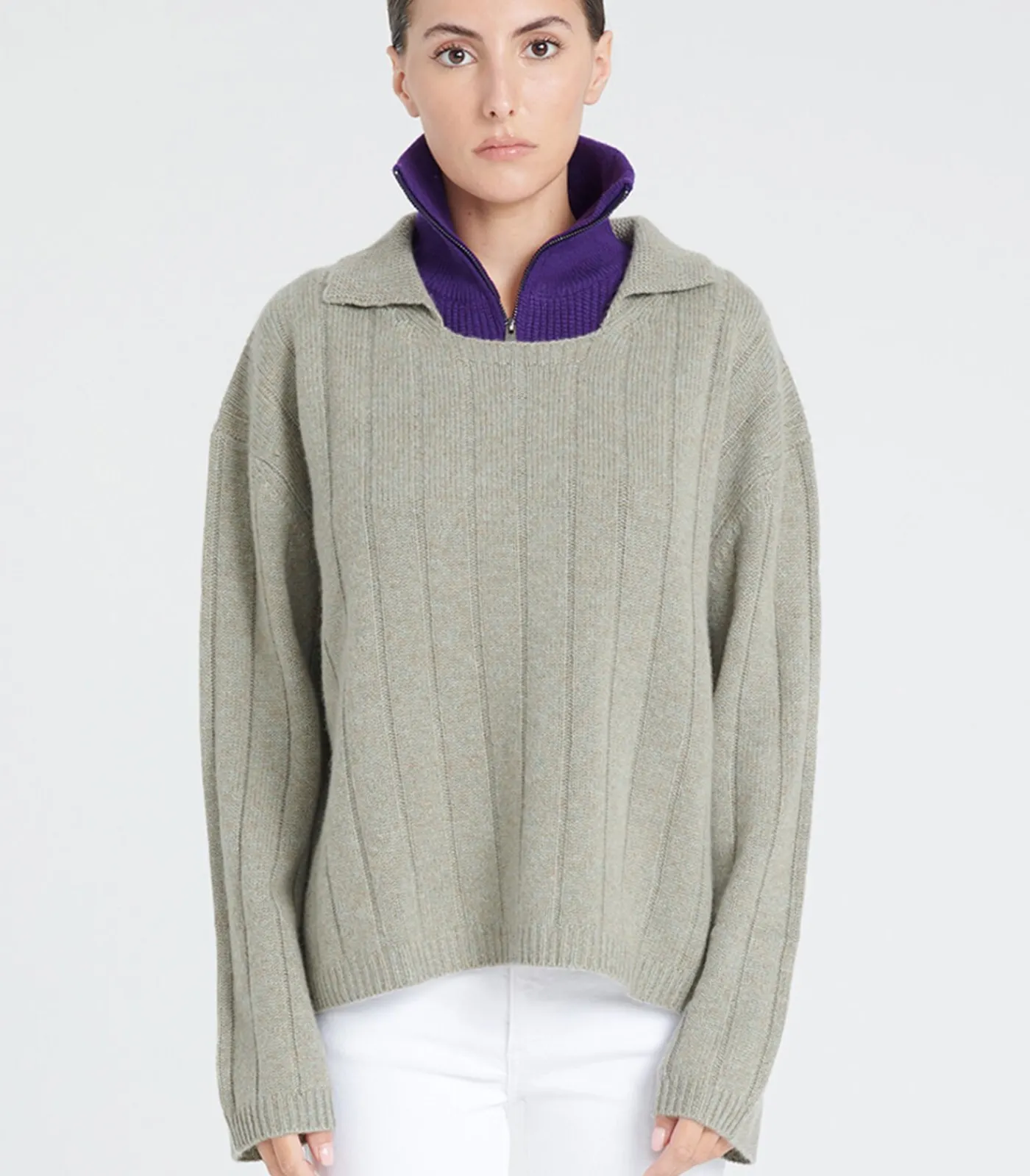 Hot ZAYA 17 Peter Pan Kraag Trui 6 laags - 100% kasjmier DAMES T-Shirts & Tops