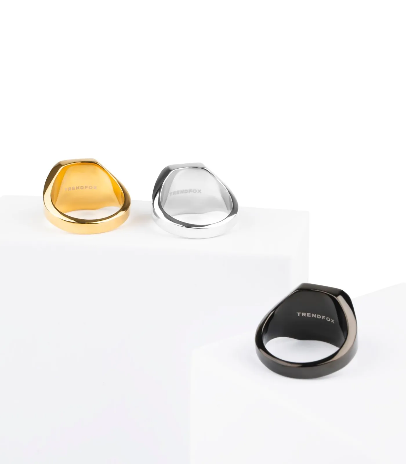 Heren TrendFox Zegelring Heren met Zwarte Steen - Zilver Kleurig - Staal