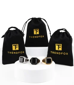 Heren TrendFox Zegelring Heren met Zwarte Steen - Zilver Kleurig - Staal