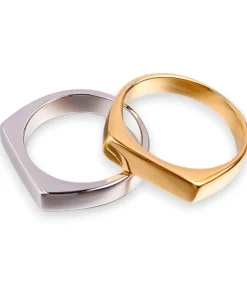 Heren TrendFox Zegelring Smal - Zilver Kleurig - Staal