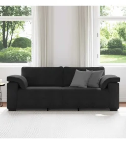 Outlet 3-zitsbank 178 cm fluweel zwart Zetels