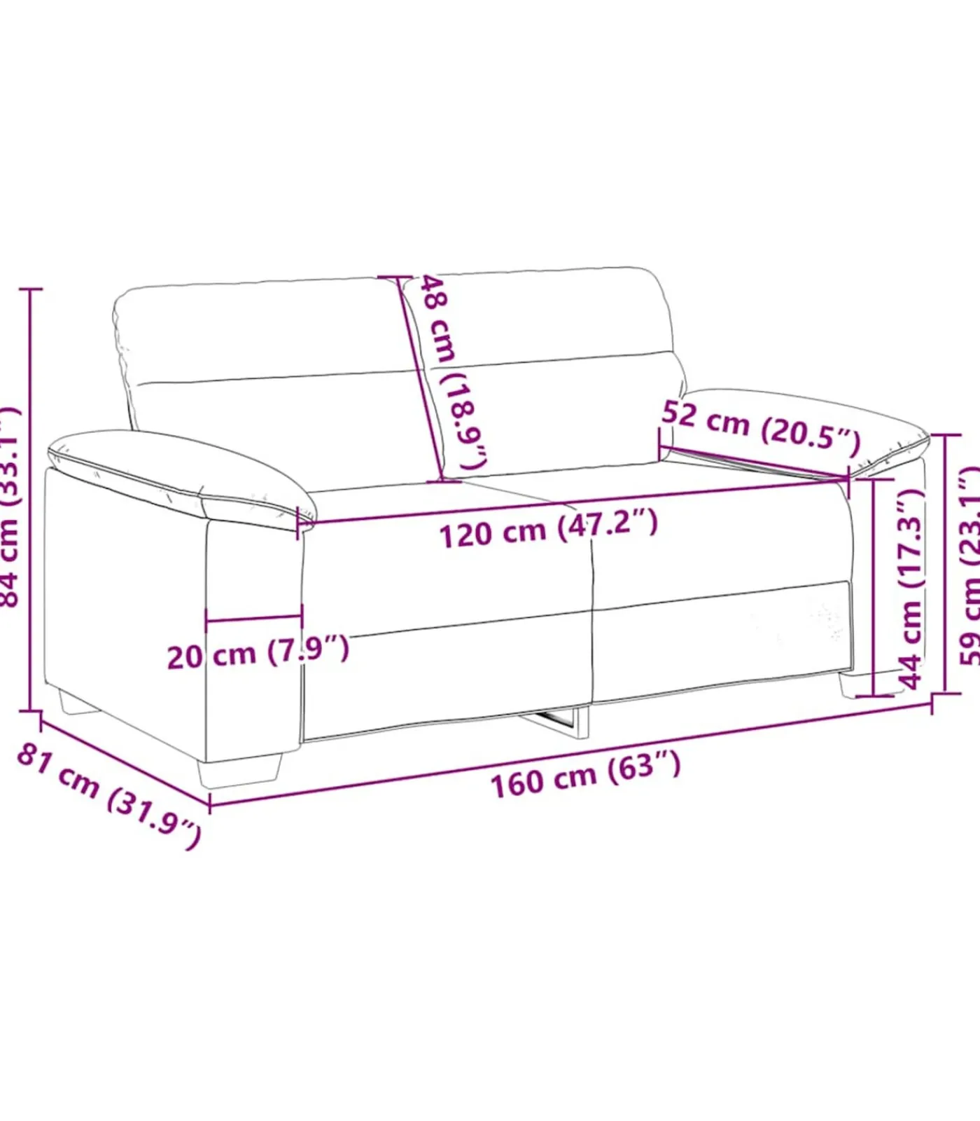 vidaXL 2-zitsbank 120 cm stof donkergrijs