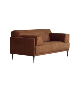 Tikamoon 2-3-zitsbank in terracottabruin fluweel Finn, 2-zit