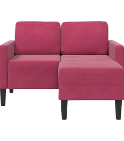 vidaXL 2-zitsbank met chaise L-vorm wijnrood 125 cm fluweel