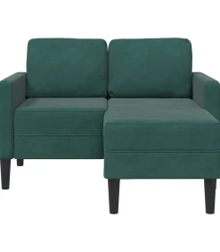 Best 2-zitsbank met chaise L-vorm donkergroen 125 cm fluweel Zetels