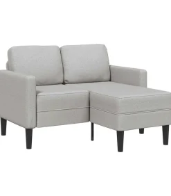 vidaXL 2-zitsbank met chaise L-vormige wolk 125 cm stof grijs