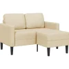 Online 2-zitsbank met ligstoel L-vormig crèmekleurig stof 125 cm Zetels