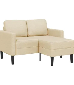 Online 2-zitsbank met ligstoel L-vormig crèmekleurig stof 125 cm Zetels