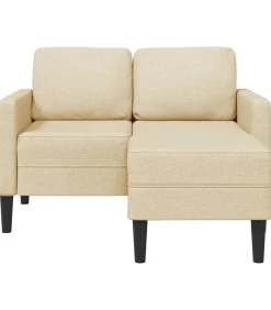 Online 2-zitsbank met ligstoel L-vormig crèmekleurig stof 125 cm Zetels