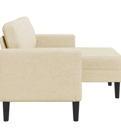 Online 2-zitsbank met ligstoel L-vormig crèmekleurig stof 125 cm Zetels