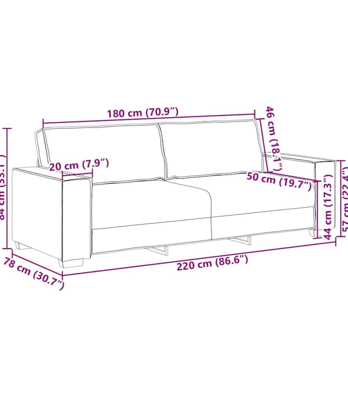 vidaXL 3-zitsbank Taupe 180 cm Stof