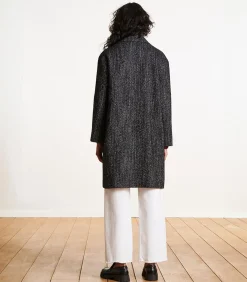 DAMES La Fée Maraboutée zwart halflange jas van gevlekte wol