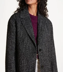 DAMES La Fée Maraboutée zwart halflange jas van gevlekte wol