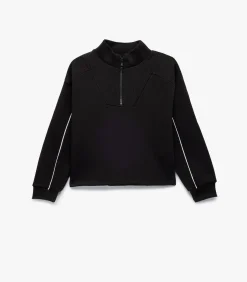 Discount Zwart Kinder Sweatshirt Lange Mouwen Halve Rits Kinderen Truien & Cardigans