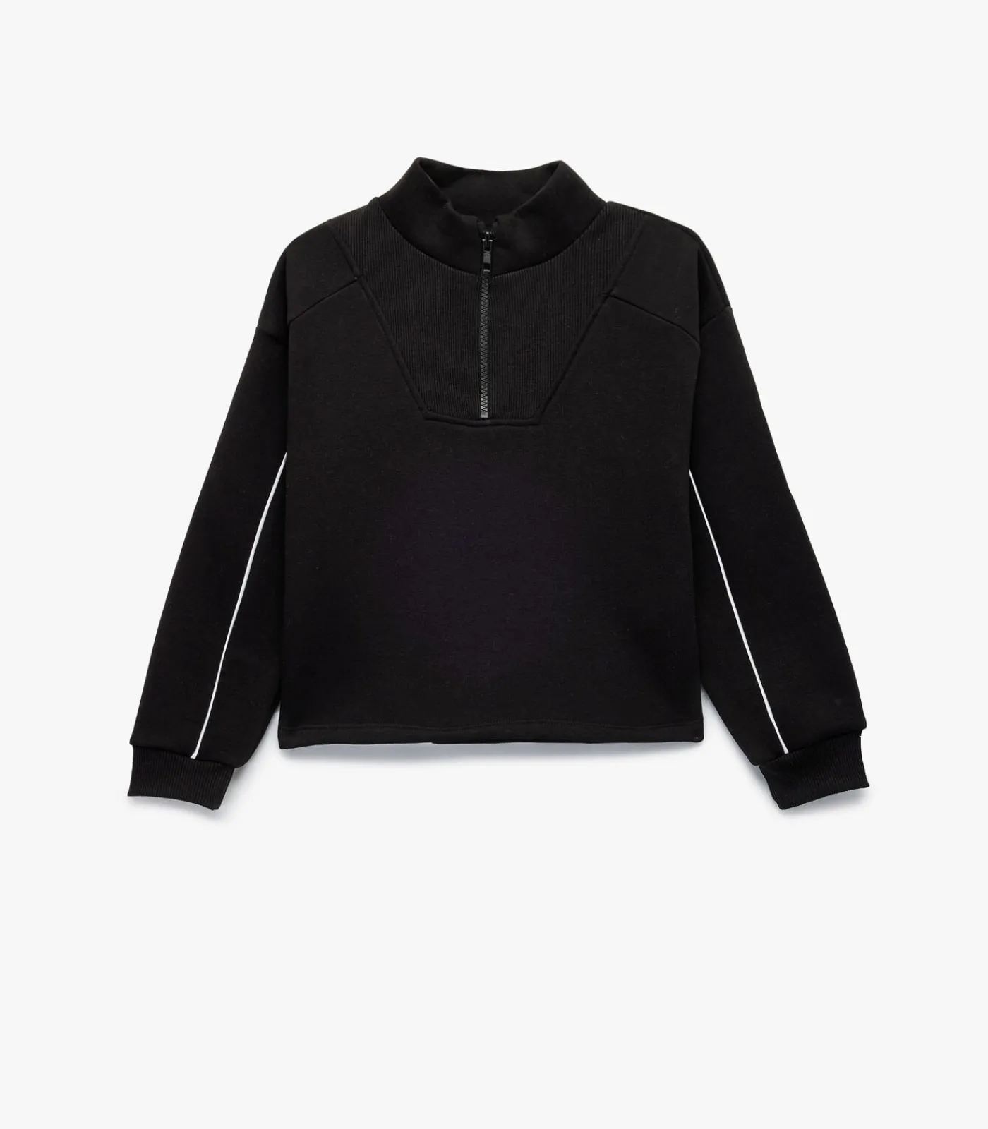 Discount Zwart Kinder Sweatshirt Lange Mouwen Halve Rits Kinderen Truien & Cardigans