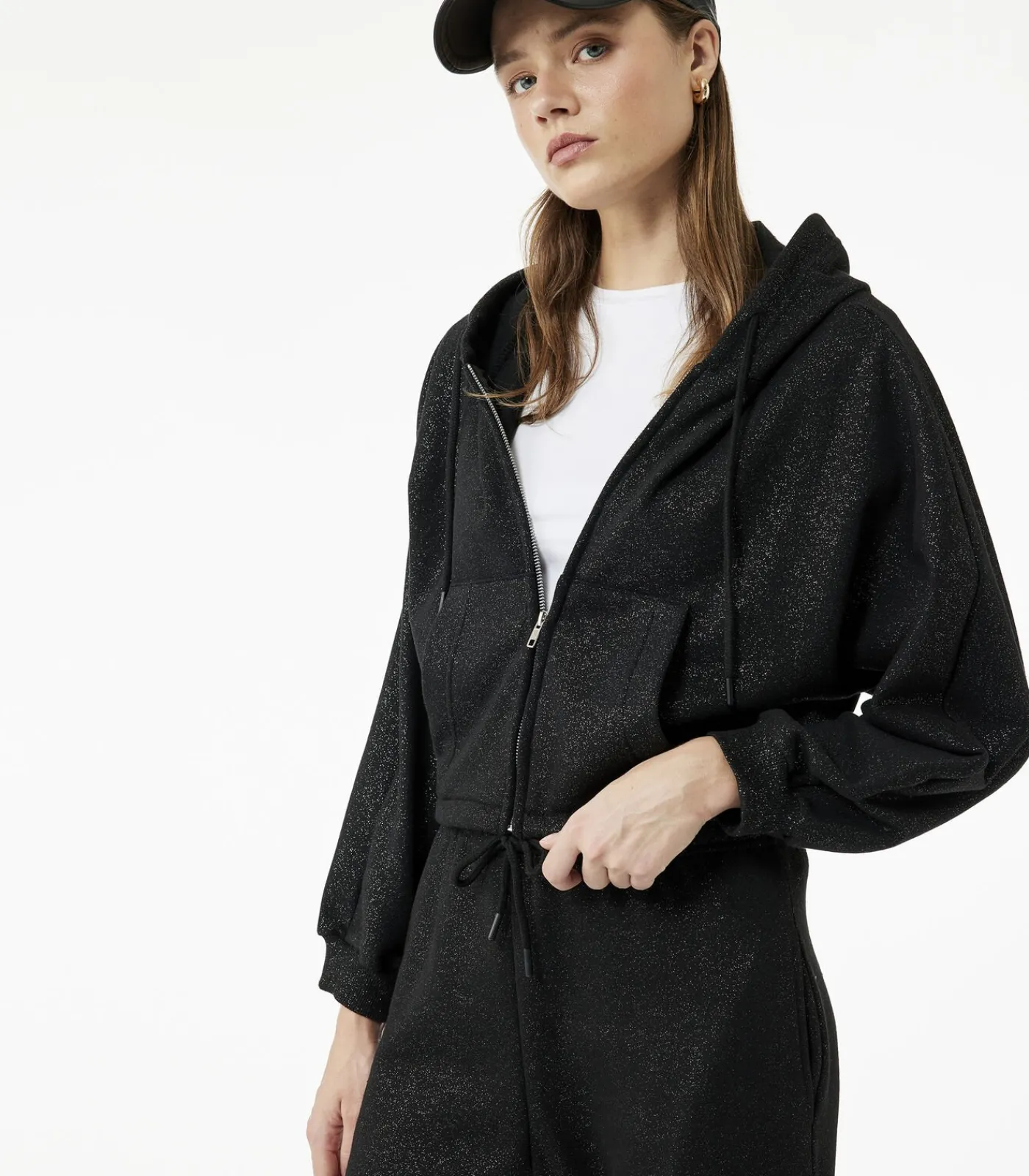 DAMES Koton Zwart Sweatshirt met Capuchon en Zakdetails