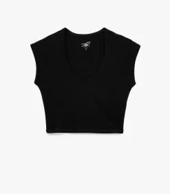 DAMES Koton Zwart T-shirt Korte Mouwen Slanke Pasvorm