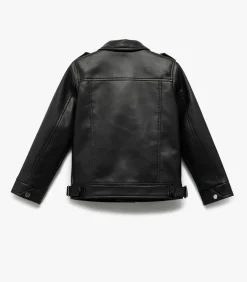 Kinderen Koton Zwarte Biker Jas van Kunstleer voor Meisjes met Kraag en Lange Mouwen