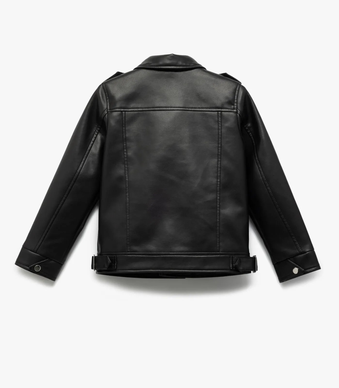 Kinderen Koton Zwarte Biker Jas van Kunstleer voor Meisjes met Kraag en Lange Mouwen