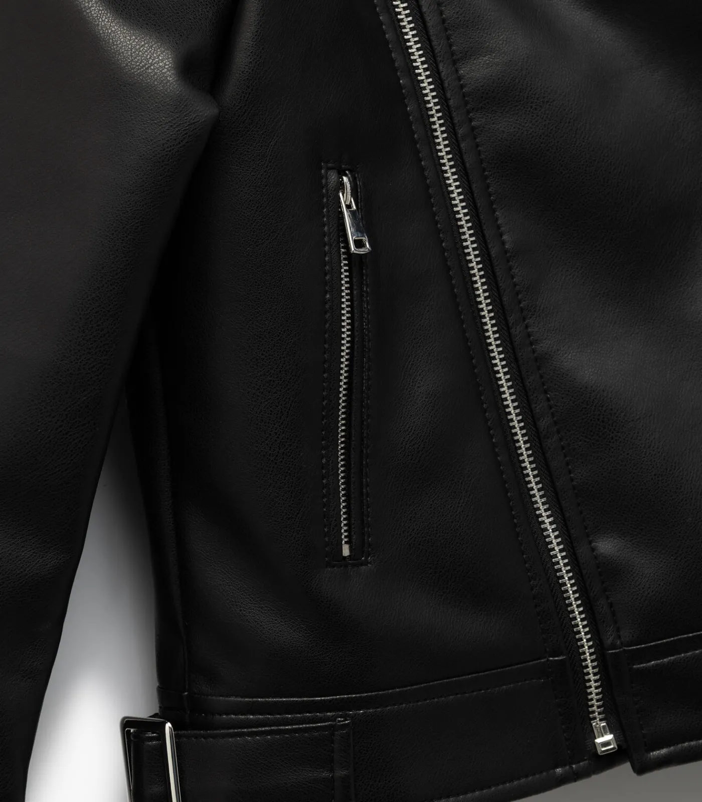 Kinderen Koton Zwarte Biker Jas van Kunstleer voor Meisjes met Kraag en Lange Mouwen