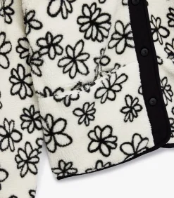 DAMES Koton Zwarte Bloemendessin Fleece Jas met Rits