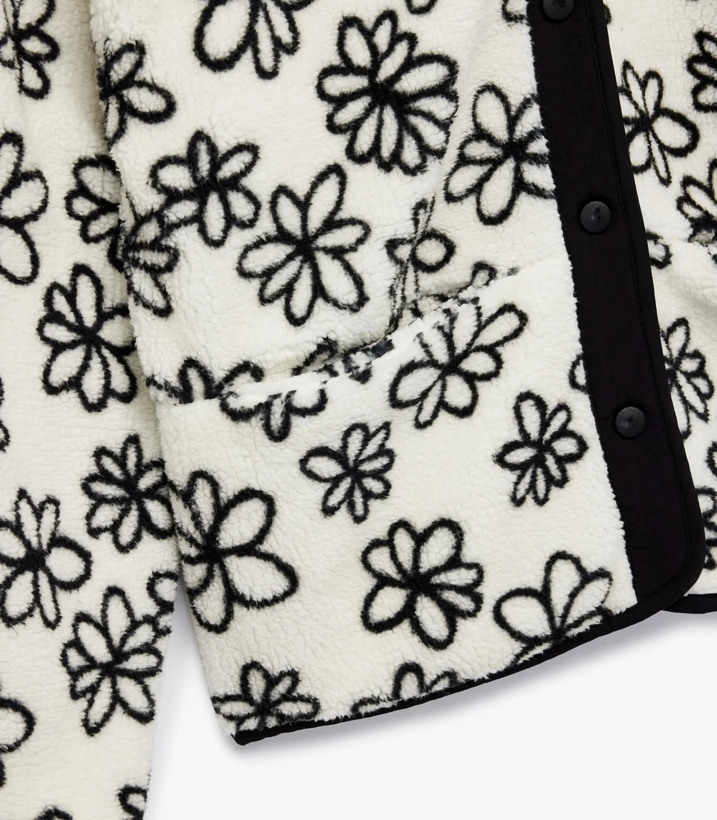 DAMES Koton Zwarte Bloemendessin Fleece Jas met Rits