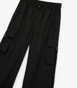 DAMES Koton Zwarte Broek Hoge Taille Met Zakdetail