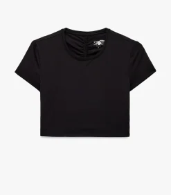 Online Zwarte Crop Top Korte Mouwen DAMES T-Shirts & Tops