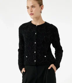 Best Zwarte Gebreide Cardigan Lange Mouwen Knoopsluiting DAMES Truien & Cardigans