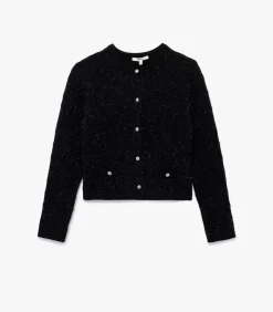 Best Zwarte Gebreide Cardigan Lange Mouwen Knoopsluiting DAMES Truien & Cardigans