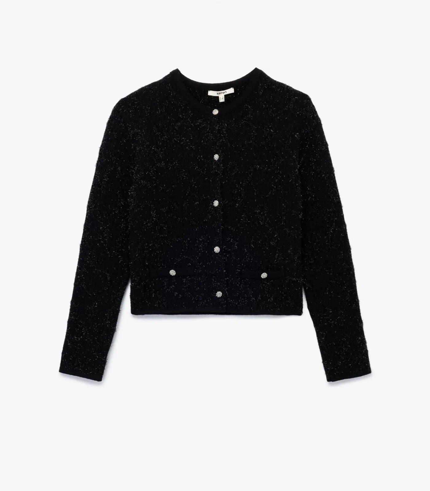 Best Zwarte Gebreide Cardigan Lange Mouwen Knoopsluiting DAMES Truien & Cardigans