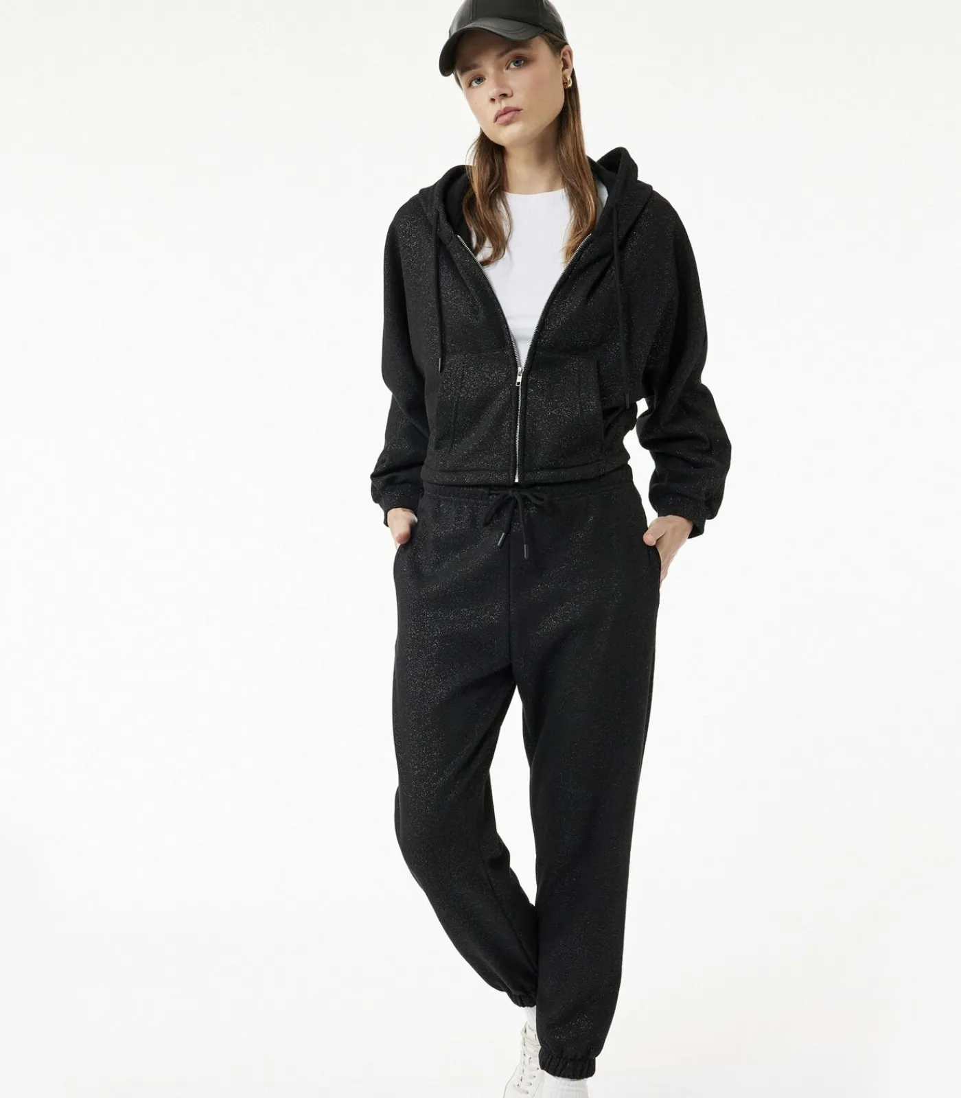 DAMES Koton Zwarte Jogger Met Zakdetails en Glitter