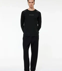 Heren Koton Zwarte Joggingbroek voor Heren met Elastische Taille en Zakdetail